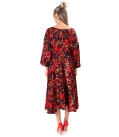 Elegant midi dress in printed satin