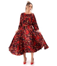 Elegant midi dress in printed satin