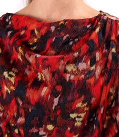 Elegant midi dress in printed satin