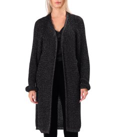 Cardigan lung tricotat cu fir de efect