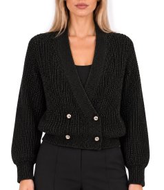 Cardigan tricotat cu doua randuri de nasturi