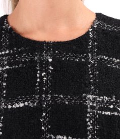Elegant bouclé dress in a cotton and wool blend
