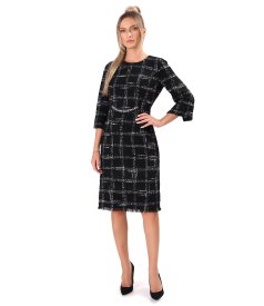 Elegant bouclé dress in a cotton and wool blend