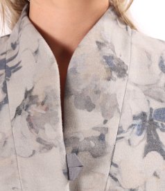 Floral-print scuba-style coat