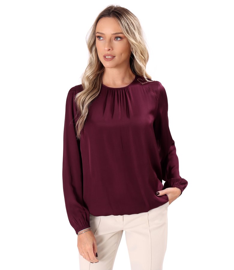 Relaxed-fit blouse in EcoVero viscose satin