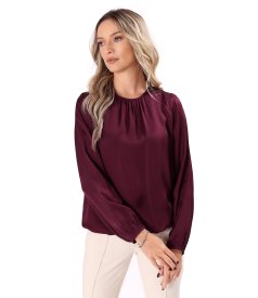 Relaxed-fit blouse in EcoVero viscose satin