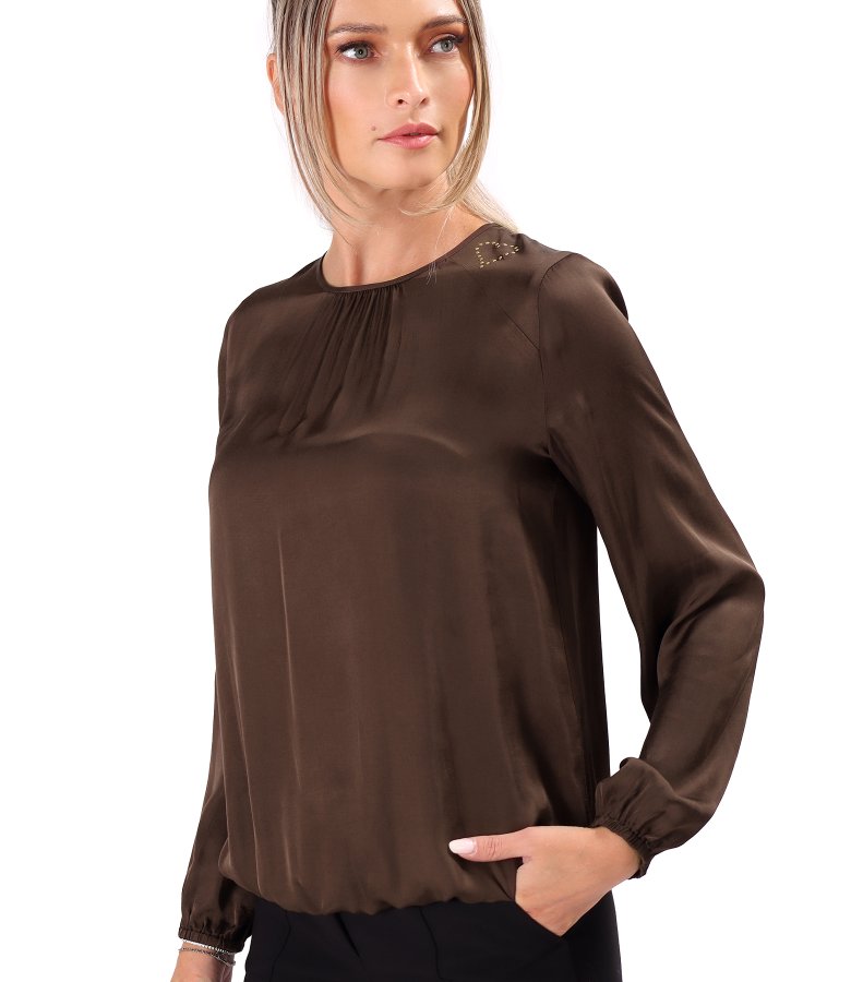 Relaxed-fit satin viscose blouse