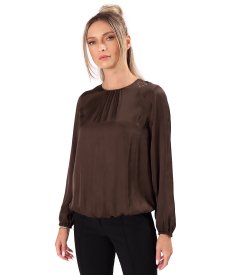 Relaxed-fit satin viscose blouse