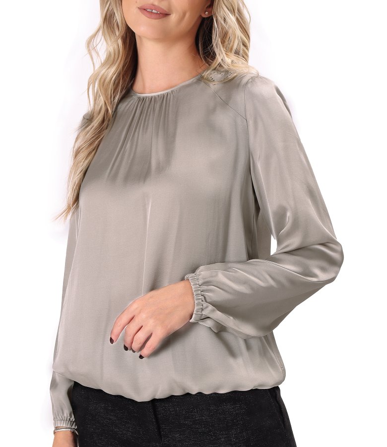Relaxed-fit blouse in Ecovero viscose satin