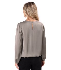 Relaxed-fit blouse in Ecovero viscose satin