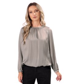 Relaxed-fit blouse in Ecovero viscose satin