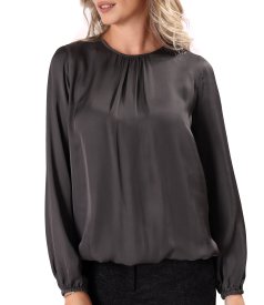 Relaxed-fit satin viscose blouse