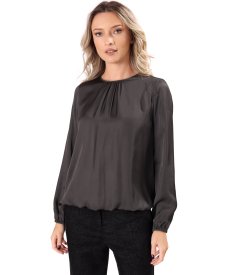Relaxed-fit satin viscose blouse