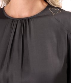 Relaxed-fit satin viscose blouse
