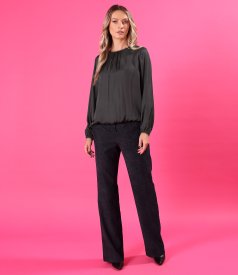 Relaxed-fit satin viscose blouse