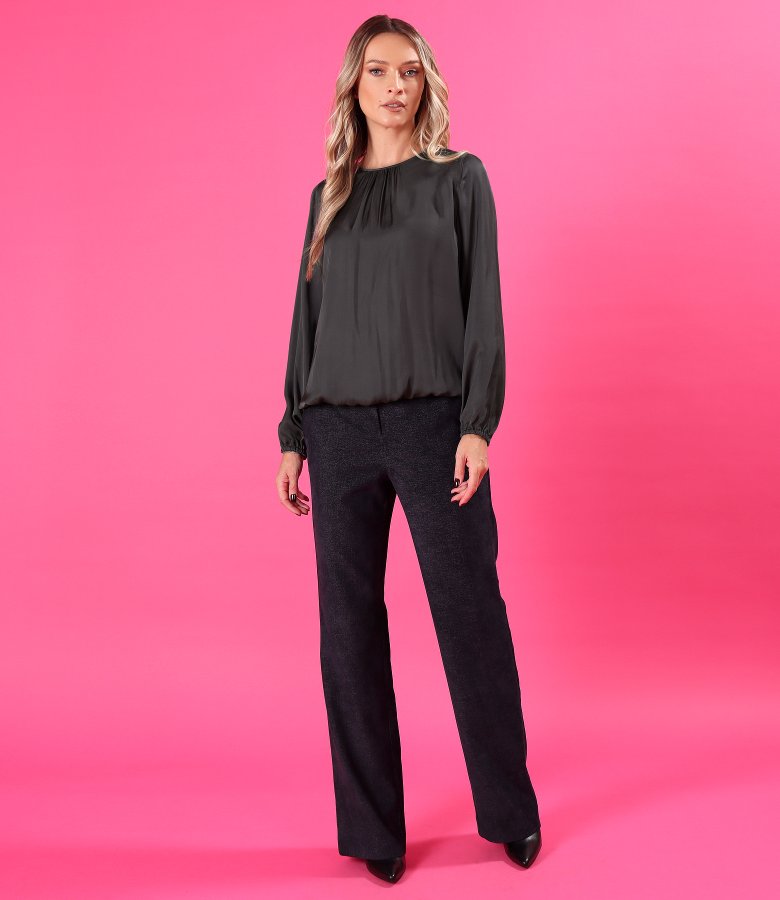 Relaxed-fit satin viscose blouse
