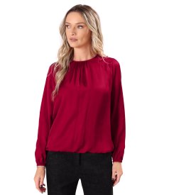 Relaxed-fit blouse in EcoVero viscose satin