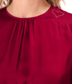 Relaxed-fit blouse in EcoVero viscose satin