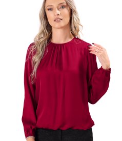 Relaxed-fit blouse in EcoVero viscose satin