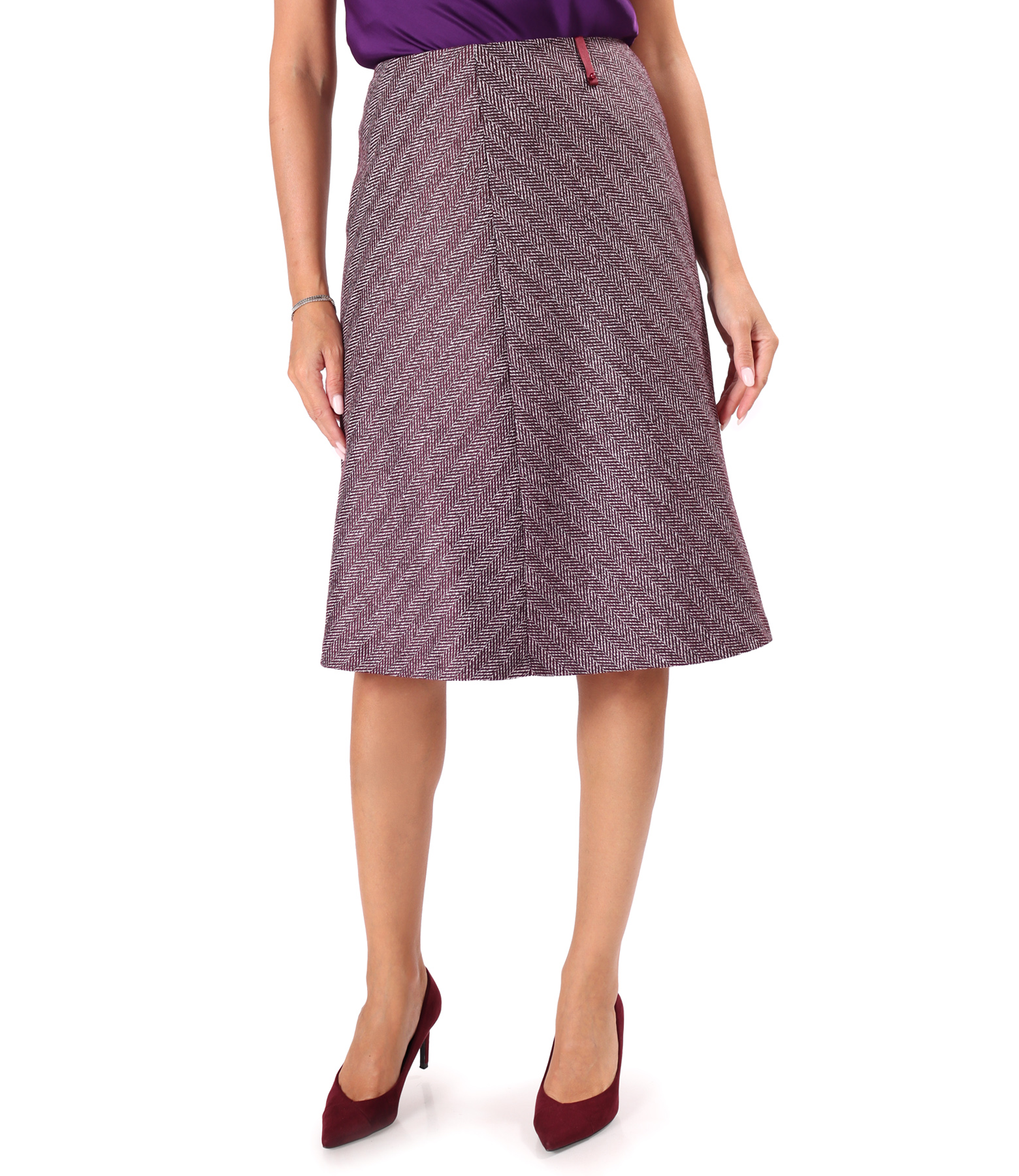 Flared office skirt in a viscose and cotton blend