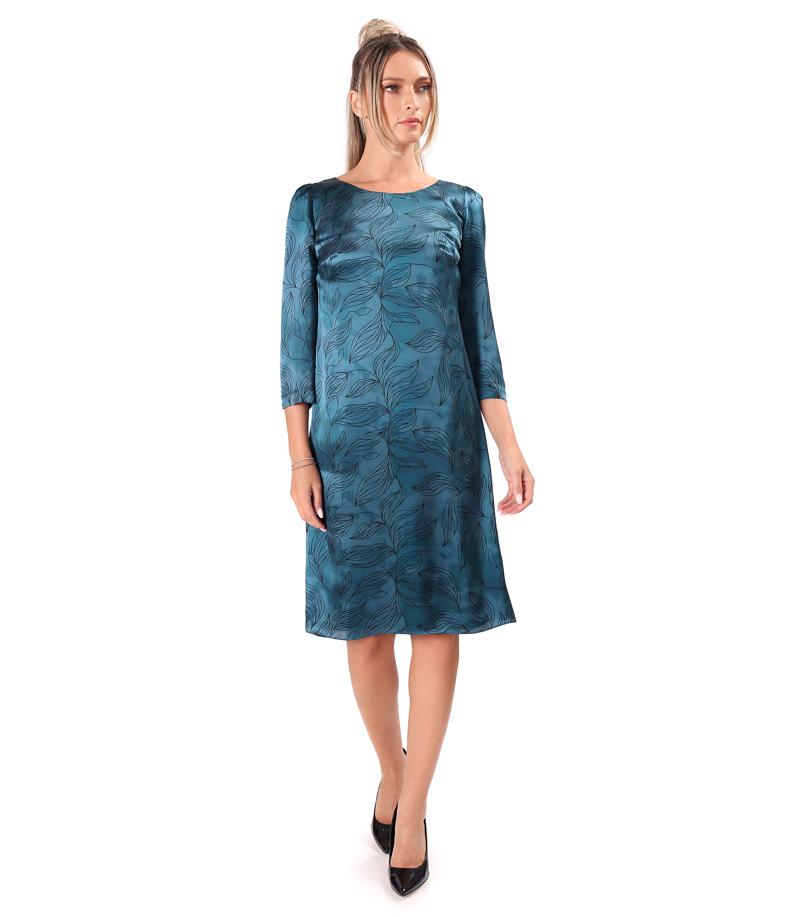 Relaxed-fit silk dress with floral print