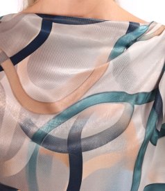 Elegant midi dress in geometric-print satin