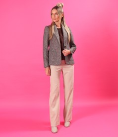 Tinuta office cu sacou din stofa cu lana si pantaloni drepti