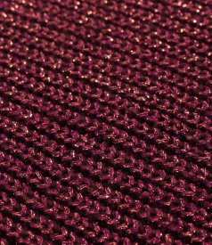 Knitted sweater with textured yarn and V-neckline