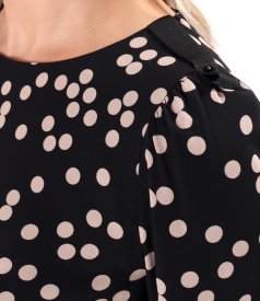 Midi dress in polka-dot printed viscose