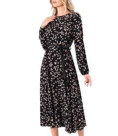 Midi dress in polka-dot printed viscose
