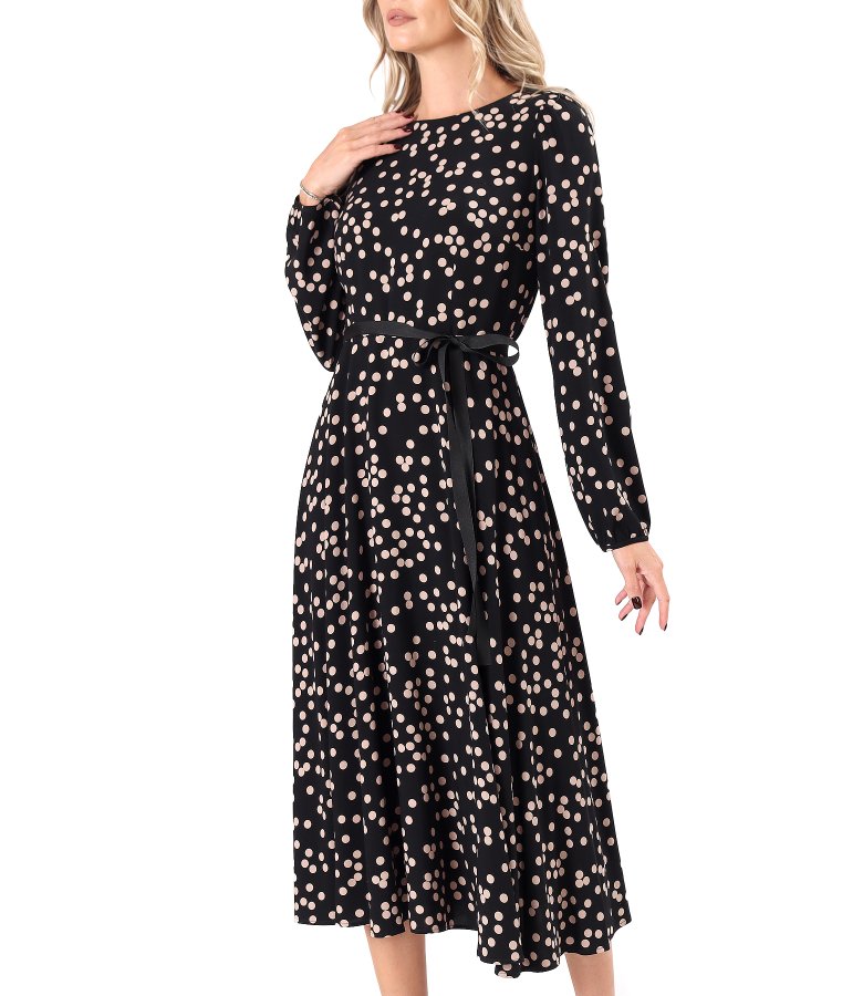 Midi dress in polka-dot printed viscose