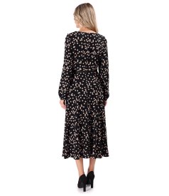 Midi dress in polka-dot printed viscose