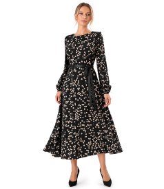 Rochie midi din viscoza imprimata cu buline