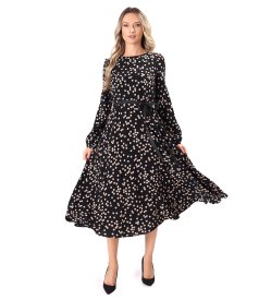 Midi dress in polka-dot printed viscose