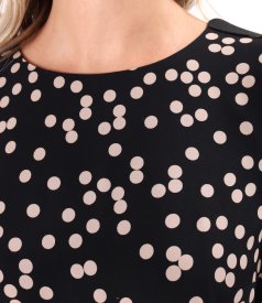 Midi dress in polka-dot printed viscose