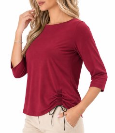 Stretch jersey blouse with drawstring hem