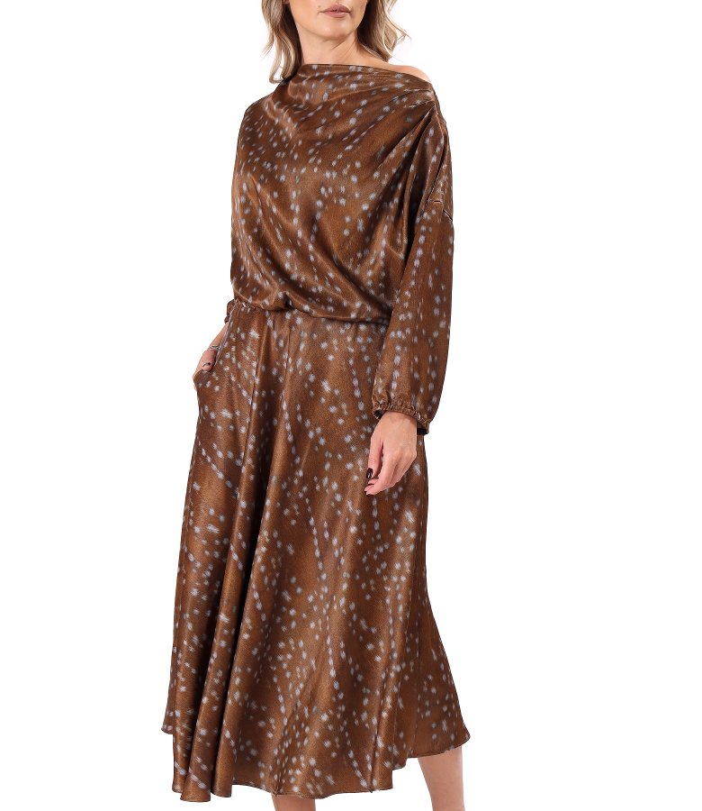 Elegant printed viscose midi dress
