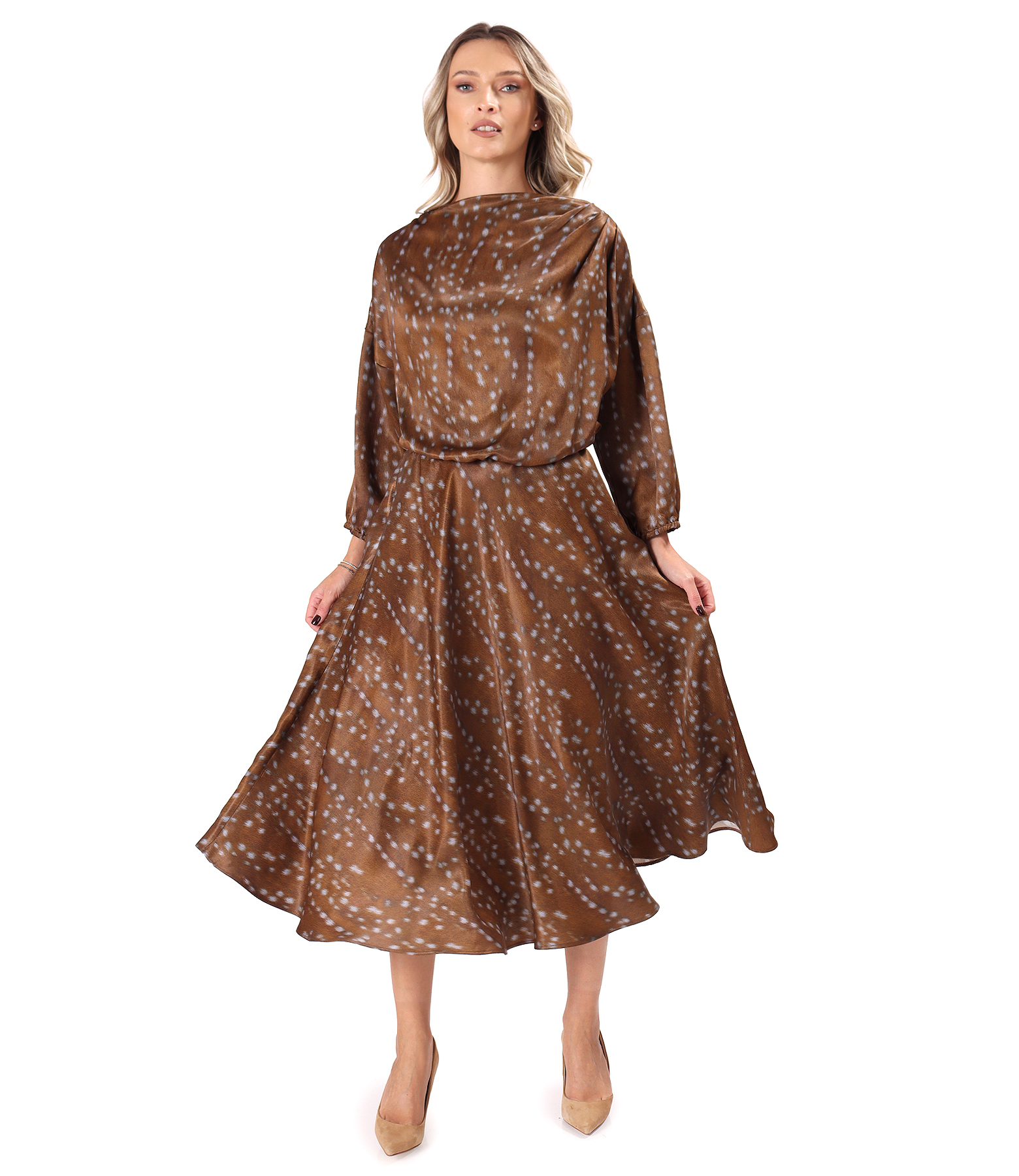 Elegant printed viscose midi dress