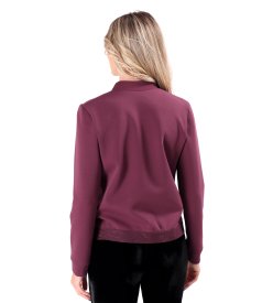 Bomber-style jacket crafted from cotton-blend scuba fabric with a gold zipper