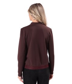 Bomber-style jacket crafted from cotton-blend scuba fabric with a gold zipper