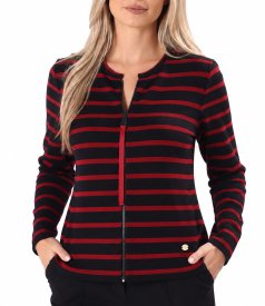 Stretch wool-blend jersey top with front zip fastening