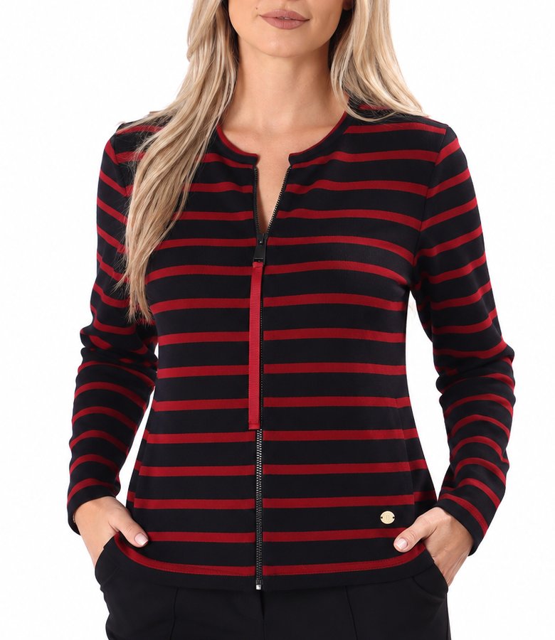 Stretch wool-blend jersey top with front zip fastening