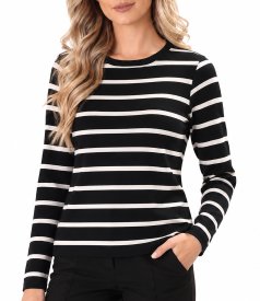 Striped wool-blend heavy stretch jersey blouse