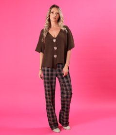 Straight-leg checked cotton trousers