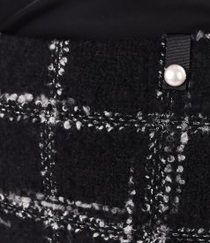 Pencil bouclé skirt in a cotton and wool blend