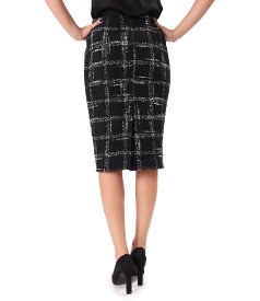 Pencil bouclé skirt in a cotton and wool blend