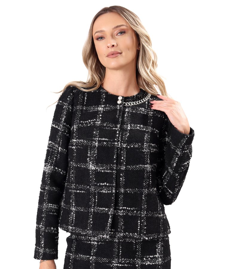 Elegant bouclé jacket in a cotton and wool blend