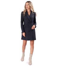 Elegant robe-manteau dress in a viscose-blend fabric with double-breasted buttons