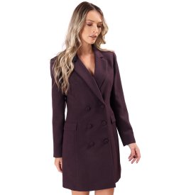Rochie robe manteau din stofa cu viscoza cu doua randuri de nasturi