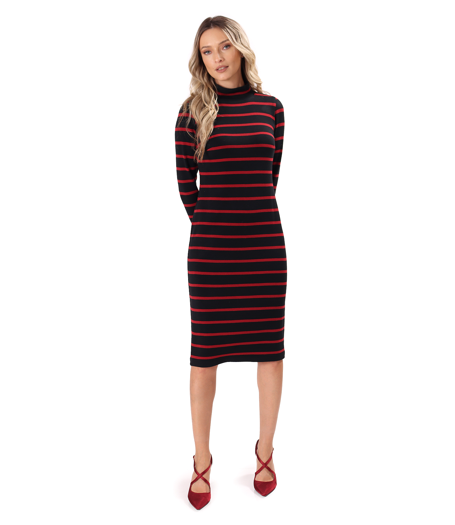Midi dress in thick stretch wool-blend jersey